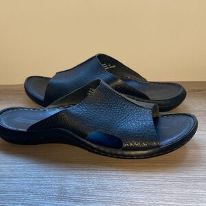 Saramanda sheep skin leather Slide Sandals black 11